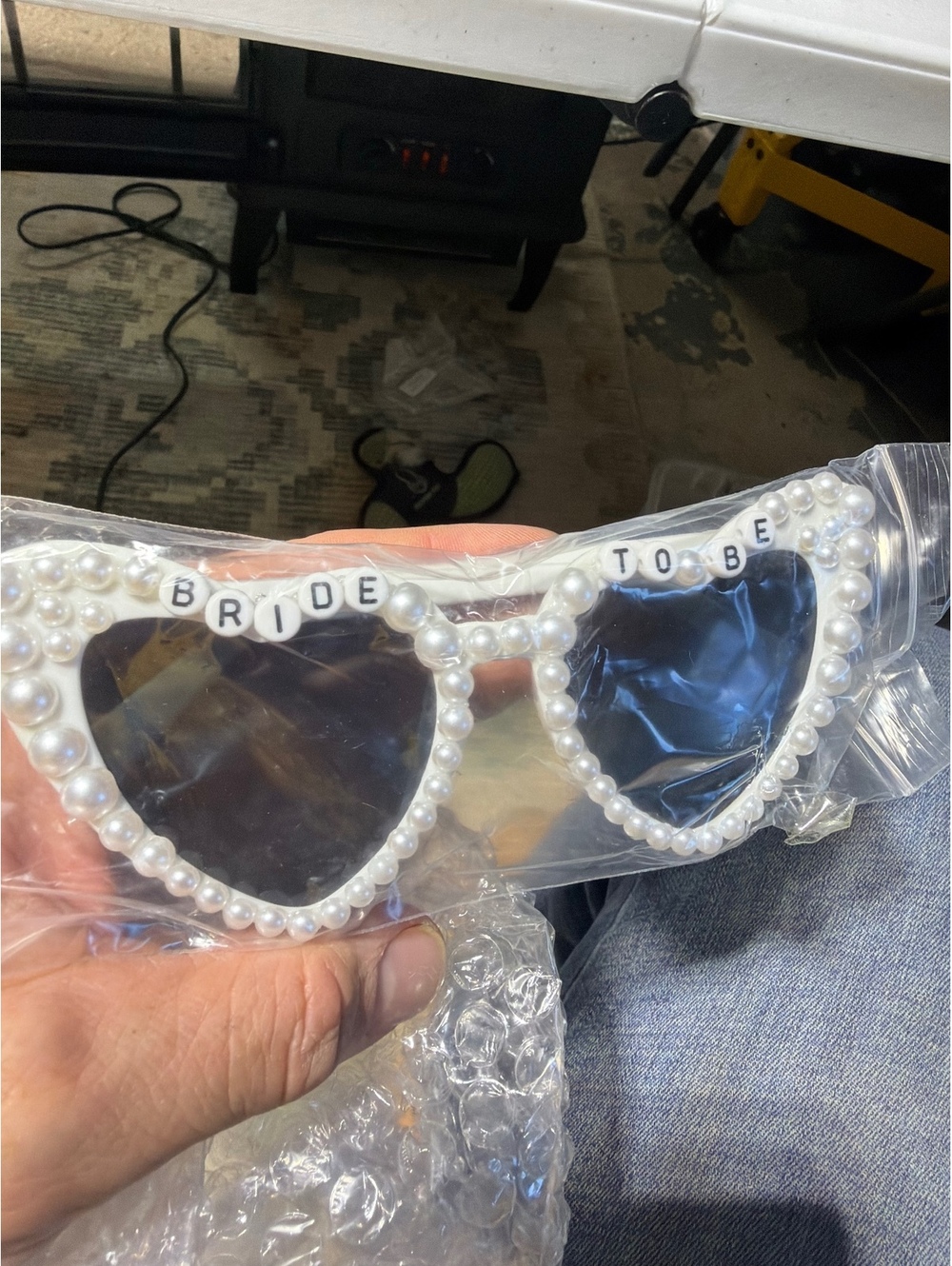 Bride To Be Pearl Heart Sunglasses